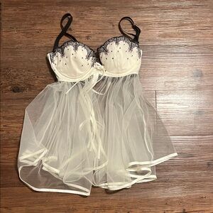 Victoria's Secret Sheer White and Black Chemise